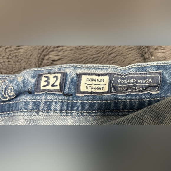 Miss Me Signature Straight Embellished Pocket Light Blue Denim Jeans 32 - Picture 6 of 6